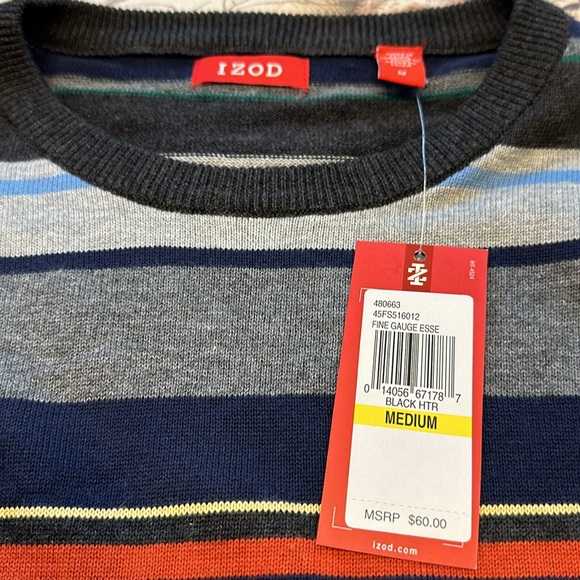Men’s Izod striped sweater NWT size medium 100% cotton - Picture 5 of 6